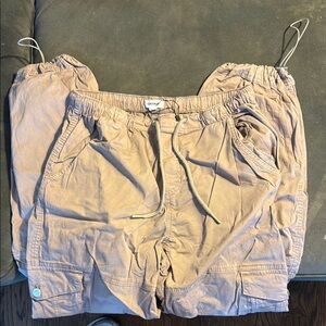 Tan Cargo Pants with Drawstring